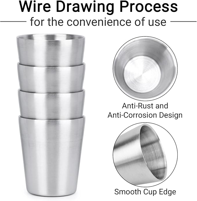 Beasea Stainless Steel Cups 8.8 oz, 4 Pack Small Stainless Steel Tumbler Bulk - Image 4