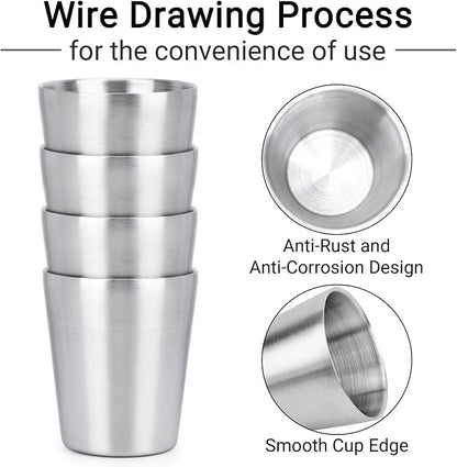 Beasea Stainless Steel Cups 8.8 oz, 4 Pack Small Stainless Steel Tumbler Bulk - Image 4