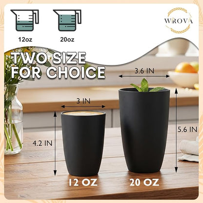 Wrova Wheat Straw Cups 6 PCS Good Alternative to Plastic Reusable Cups 12 oz - Image 3