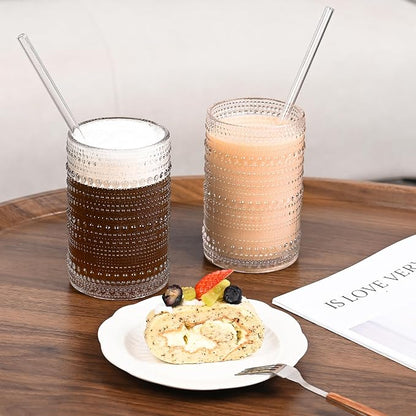 Amyoole Hobnail Drinking Glasses Set of 6, 15oz Bar Tumbler Glassware | Clear - Image 5