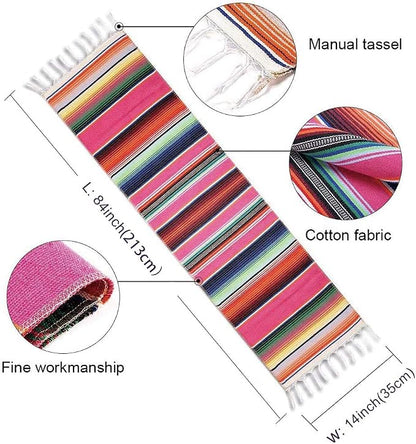 Fowecelt Mexican Serape Table Runner 14 x 84 Inch - Image 3