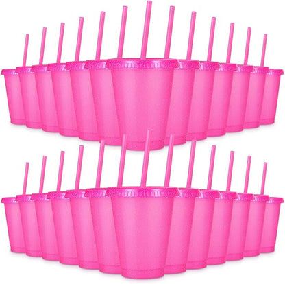 24 Pcs Plastic Tumblers with Lids and Straws, Reusable Cups with Lids Plastic by LEIFEOSH