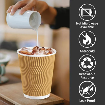 Lamosi 100 Pack Coffee Cups 8 oz, Disposable Paper Coffee Cups No Lids | - Image 3