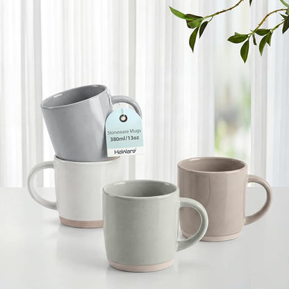HaWare 13OZ Coffee Mugs with Handles, Stoneware Coffee Cups by HaWare
