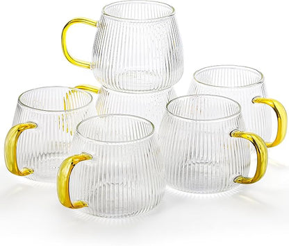 AVLA 6 Pack Glass Coffee Mugs, 16 OZ Unique Vertical Stripes Coffee Cup - Image 9