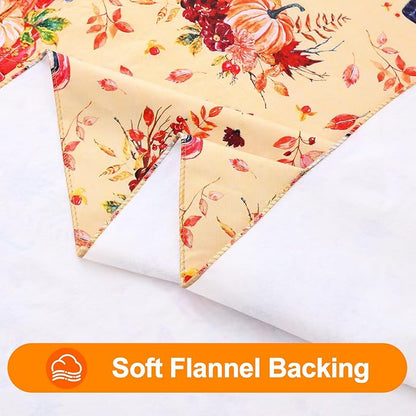 Smiry Fall Rectangle Table Cloth, Waterproof Vinyl Tablecloth with Flannel Backing, Wipeable Autumn Pumpkin Truck Plastic Tablecloths for Harvest and Thanksgiving Parties, (60"x102", Yellow)