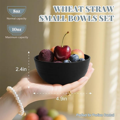 Small Bowls Unbreakable Wheat Straw Dessert Bowls 10 OZ Lightweight Stackable - Image 2