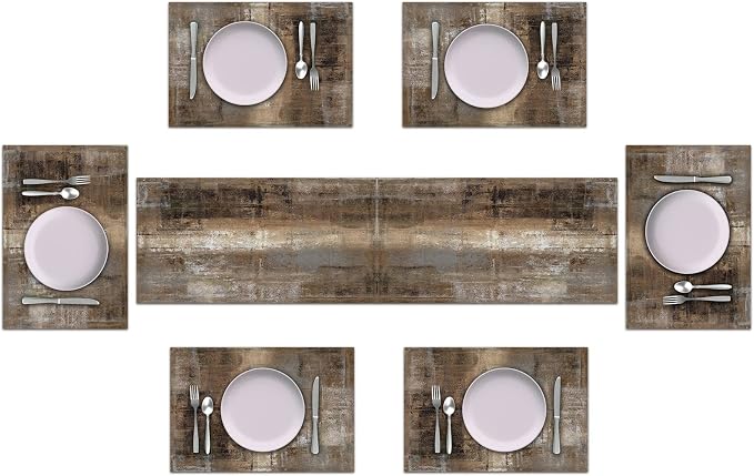 Brown and Grey Abstract Modern Table Runner 108 Inches Long - Image 2