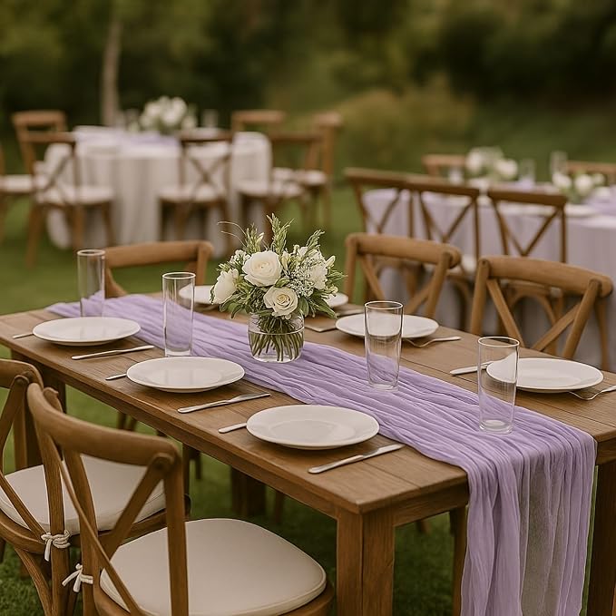 6 Pack Lilac 10FT Purple Cheesecloth Table Runner –120 Inch Boho Gauze Table - Image 6