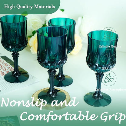 24Pack Plastic Wine Glasses, 7oz Vintage Goblets - Image 6