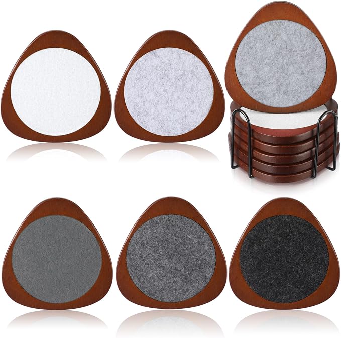 6 Pcs Mid Century Modern Coasters Wood Absorbent Coaster by Newtay