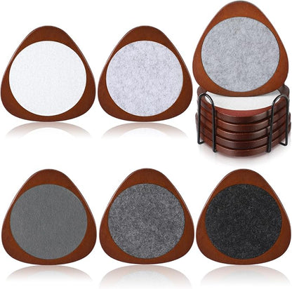 6 Pcs Mid Century Modern Coasters Wood Absorbent Coaster by Newtay