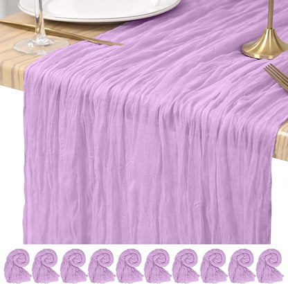 Pesonlook Cheesecloth Table Runner Light Purple, 10 Pack 17.7x108 inch by Pesonlook