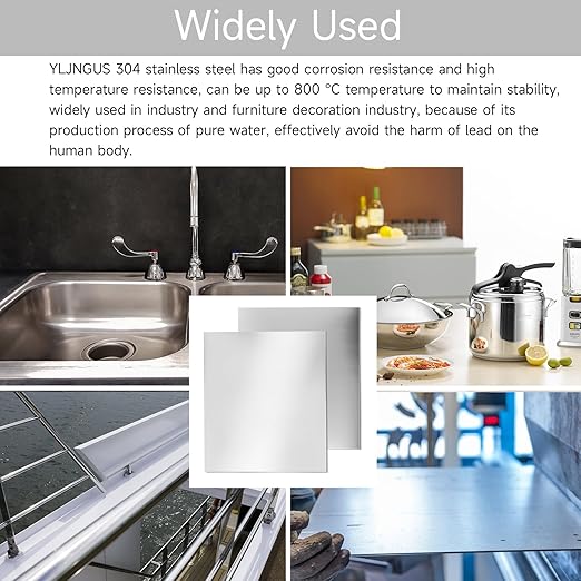 304 Stainless Steel Sheet - 4PCS 6" X 6" X 1/64" Thin Stainless Steel Plate 1/64 Inch Thickness with Protective Film Metal Sheets Shim Stock for Kitchen DIY Crafting (153 x 153 x 0.39 mm)