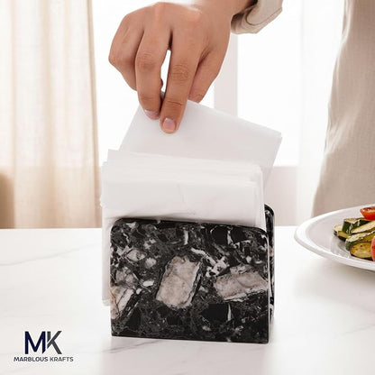 Marble Mini Napkin Holder 3" x 4" Inch Black Zebra Cocktail Napkins, Coffee Bars - Image 4