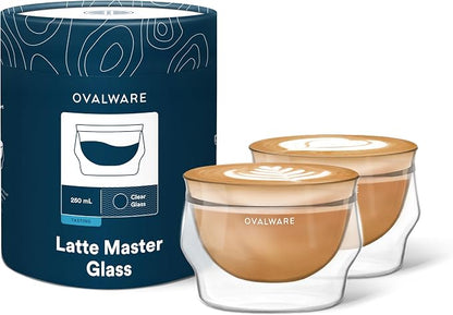 ovalware 8.5oz Double Wall Latte Cups, Latte Set of 2 by Ovalware