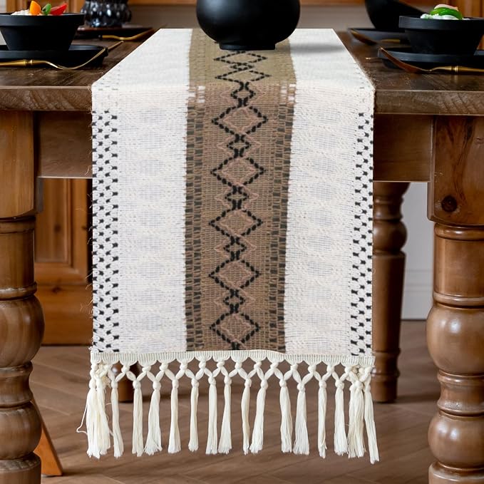 EMMTEEY Macrame Table Runner Boho Style 108 Inches Long, Scratch & Heat - Image 5