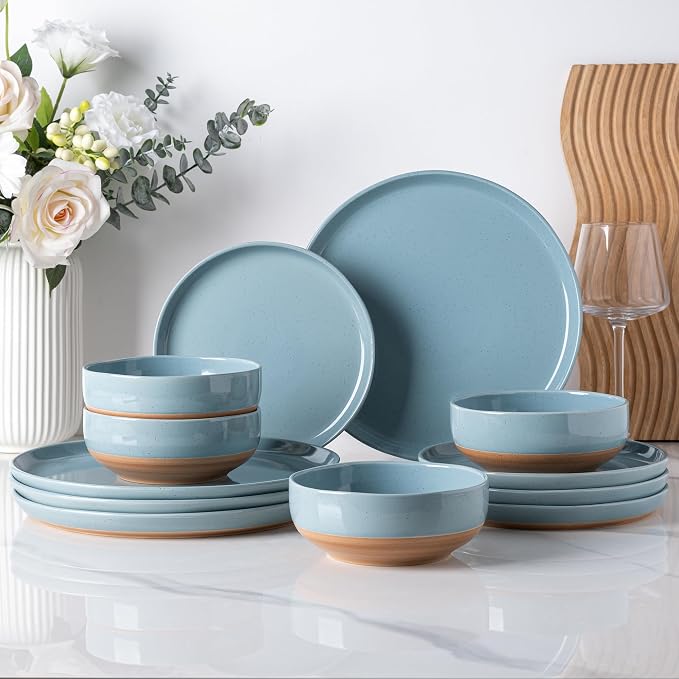 AmorArc Dinnerware Sets for 4, 12 Pieces Ceramic Plates and Bowls Set | Scratch by AmorArc