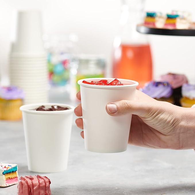 GUSTO 8 oz Disposable White Paper Cups Hot Coffee Cups | Eco-Friendly Material - Image 6