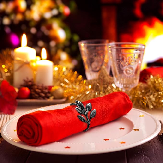 WILLBOND Leaf Napkin Rings Holders Fall Party Napkin Rings - Image 3