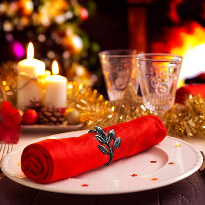 WILLBOND Leaf Napkin Rings Holders Fall Party Napkin Rings - Image 3