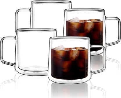 CNGLASS 15oz Double Walled Glass Coffee Mugs, Large Insulated Glass Mugs by CNGLASS