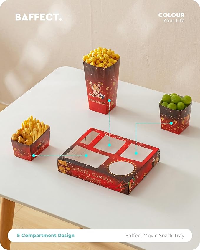 Baffect Movie Night Snack Trays 100pcs Movie Night Supplies | 20 Movie Night - Image 3