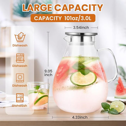 SUSTEAS 3 Litre 101oz Glass Pitcher - Image 2