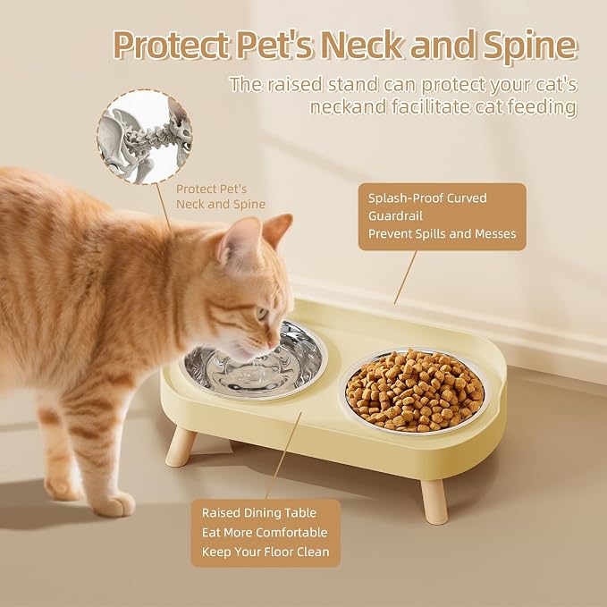 Elevated Cat Bowl, Raised Cat Food and Water Bowl Set - Image 3
