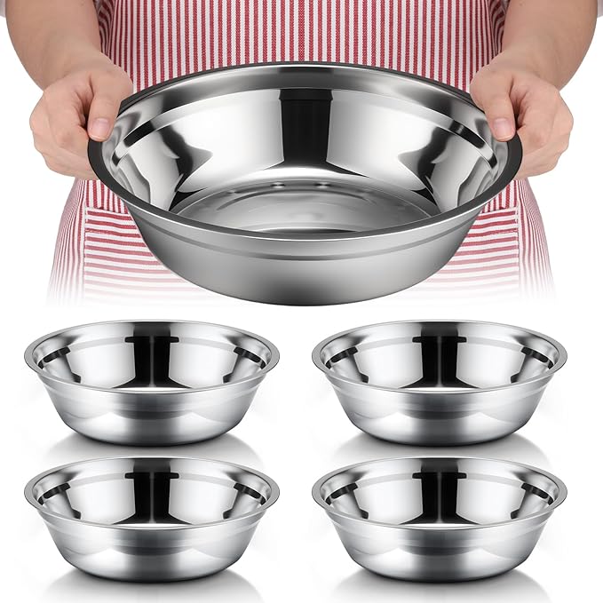 Nuogo 4 Pcs Stainless Steel Mixing Bowls Metal Mixing Bowls Extra Large Basin by Nuogo
