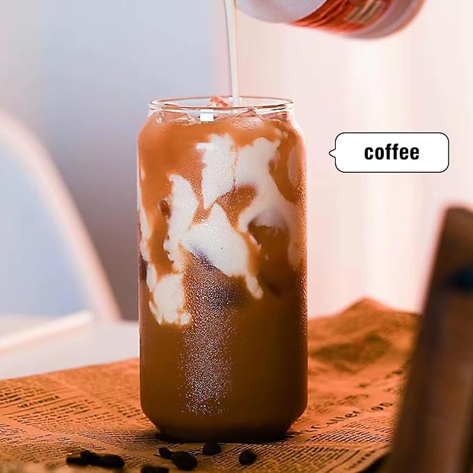 20oz Glass Cups with Lids and Straws Set of 6 – Large Iced Coffee Tumblers - Image 3