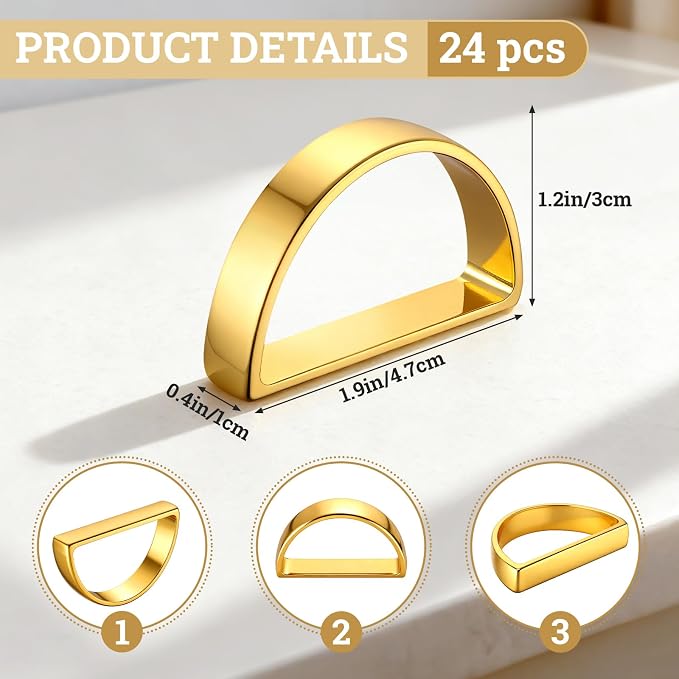Suream Stainless Steel Napkin Rings, 24 Packs Napkin Ring Holders - Image 2