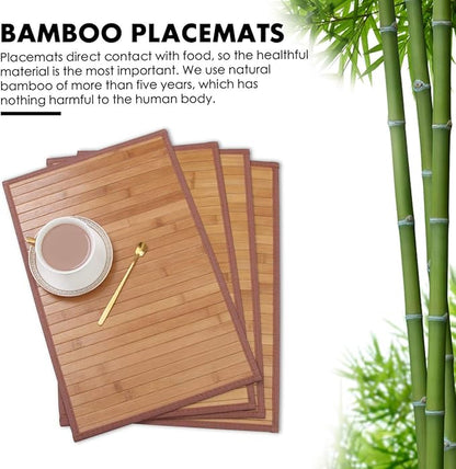 Placemats Set of 6 for Dining Table, Bamboo Place Mats for Kitchen Table Decor, Table Mats Heat Resistant & Non-Slip for Indoor/Outdoor Party, Table Placemats Set of 6 for Dinner Table Yellow