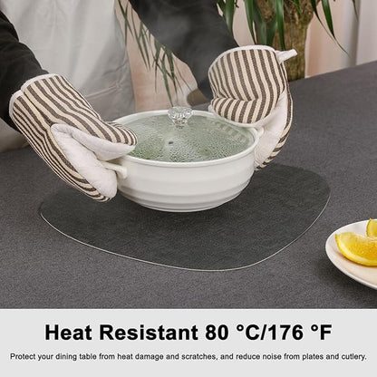 Placemats and Coasters, Washable Placemats Round Faux Leather Wipeable Place Mats Non Slip Heat Resistant Indoor Outdoor Table Mats (Set of 4, Light Gray Gray)