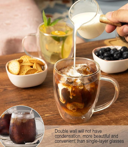 Double Walled Glass Coffee Mugs, 12.5OZ Cups Set of 4 - Image 4