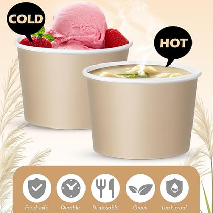 Jingmore Paper Ice Cream Cups 9oz Colored Disposable Dessert Bowls - Image 2