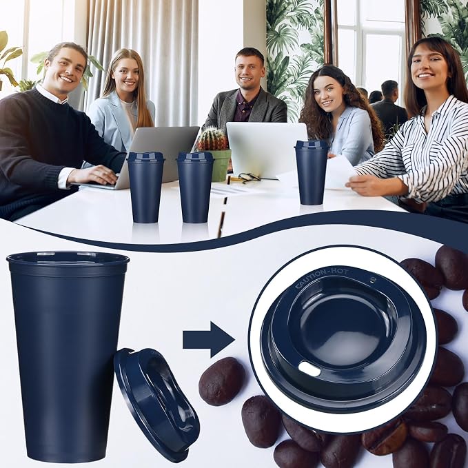 Domensi 15 Pack Reusable Plastic Coffee Cups - Image 5
