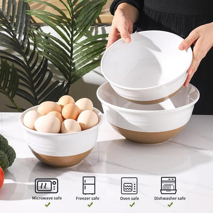 HASENSE Mixing Bowls, Large Ceramic Salad Bowls 2.1/1.5/1.0 Qt, Versatile - Image 5