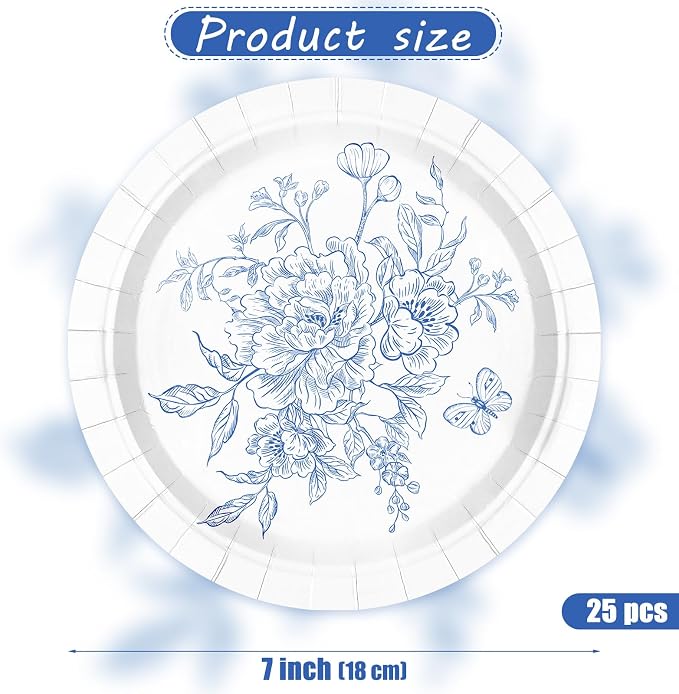 WRAPAHOLIC 25Pcs Floral Paper Plates - Image 2