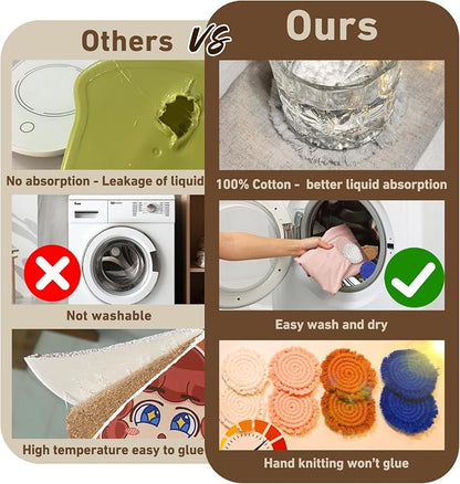 Coomin Car Coasters for Cup Holders, 3.8in 2p Beige | Absorbent Macrame Drink - Image 6