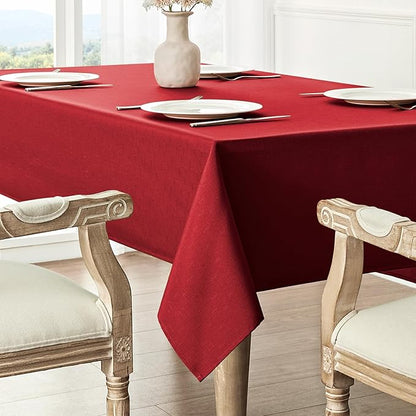 Rectangle Tablecloth Waterproof 60x120 inch Linen Textured Table Cloth Stain and Wrinkle Resistant Washable, Decorative Fabric Table Cover for Dining, Party and Camping, Red