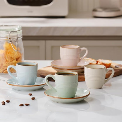 famiware 3oz Espresso Cups and Saucers, Stoneware Demitasse Cup - Image 4
