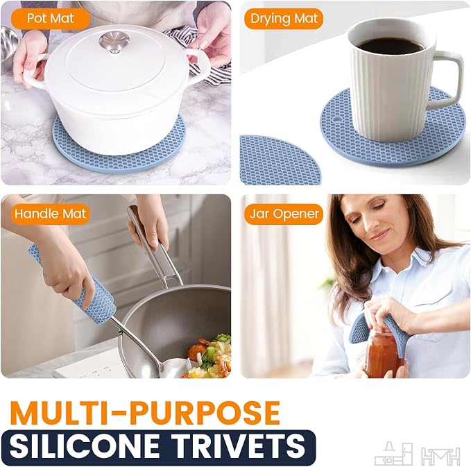 Silicone Trivet Mats 4 Heat Resistant Pot Holders Multipurpose Non-Slip Hot Pads - Image 3