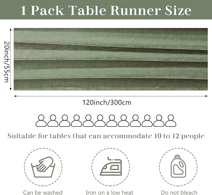 Velvet Table Runner 20 x 120 Inches 10ft Luxurious Thick Soft Velvet Christmas - Image 2