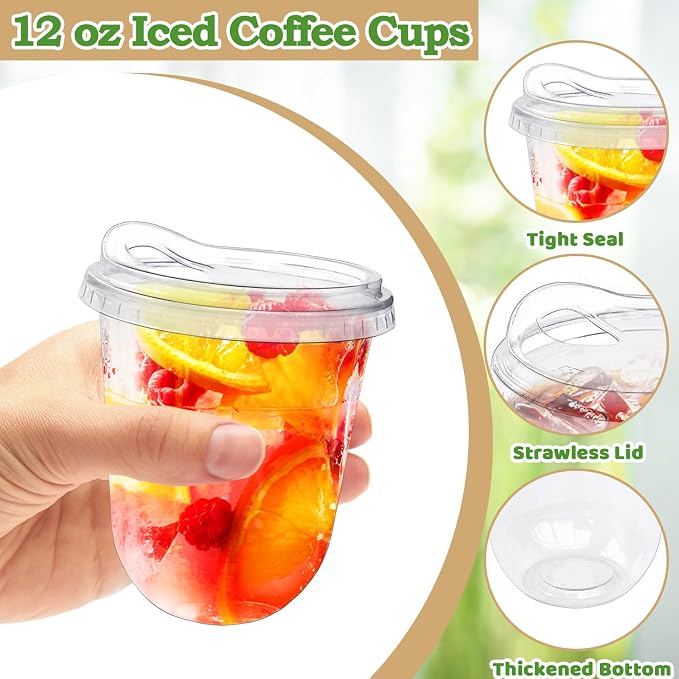 50 Pack 12 oz Clear Plastic Iced Coffee Cups - Image 3