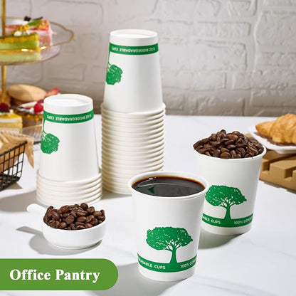 Vplus 400 Pack Compostable Paper Cups, 8 oz Paper Coffee Cups | Biodegradable - Image 3