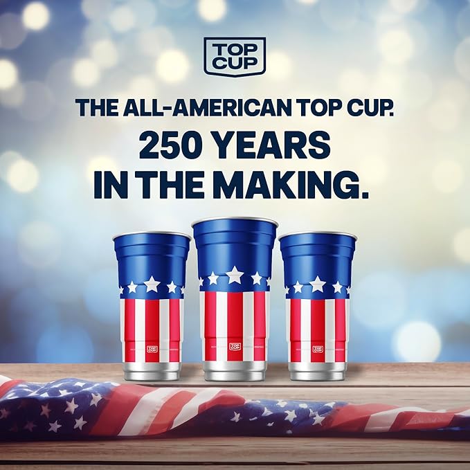 Top Cup Americana Cup | 12 oz Reusable Aluminum Party Cups 50 Count | Durable - Image 3
