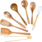 Natural Acacia Wooden Kitchen Utensils Set | Wooden Spoons by MAXCOOK