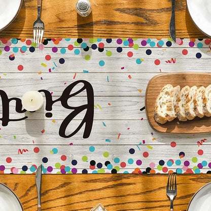 Artoid Mode Polka Dot Wood Happy Birthday Table Runner, Seasonal Kitchen Dining - Image 7