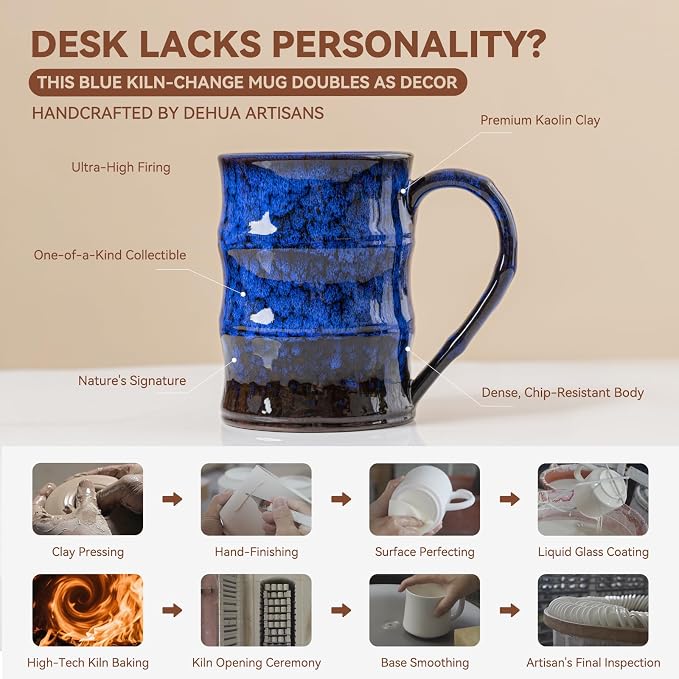 22oz Blue Kiln-Change Ceramic Coffee Mug - Image 4